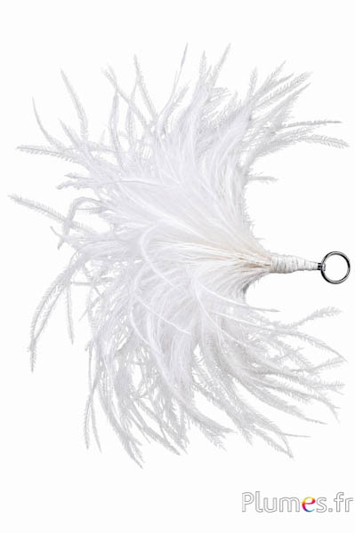Pennacchio struzzo con anello - alt. 18-20 cm - bianco